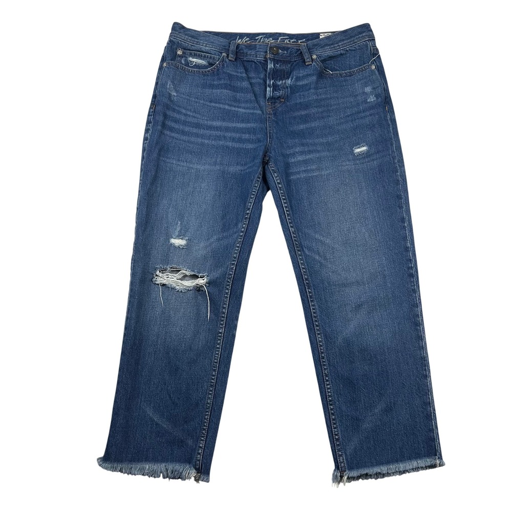 We The Free Jeans Womens 29 Low Rise Distressed Frayed Button Cropped Boyfriend